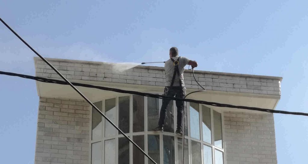 شستشوی نما با طناب در البرز کرج